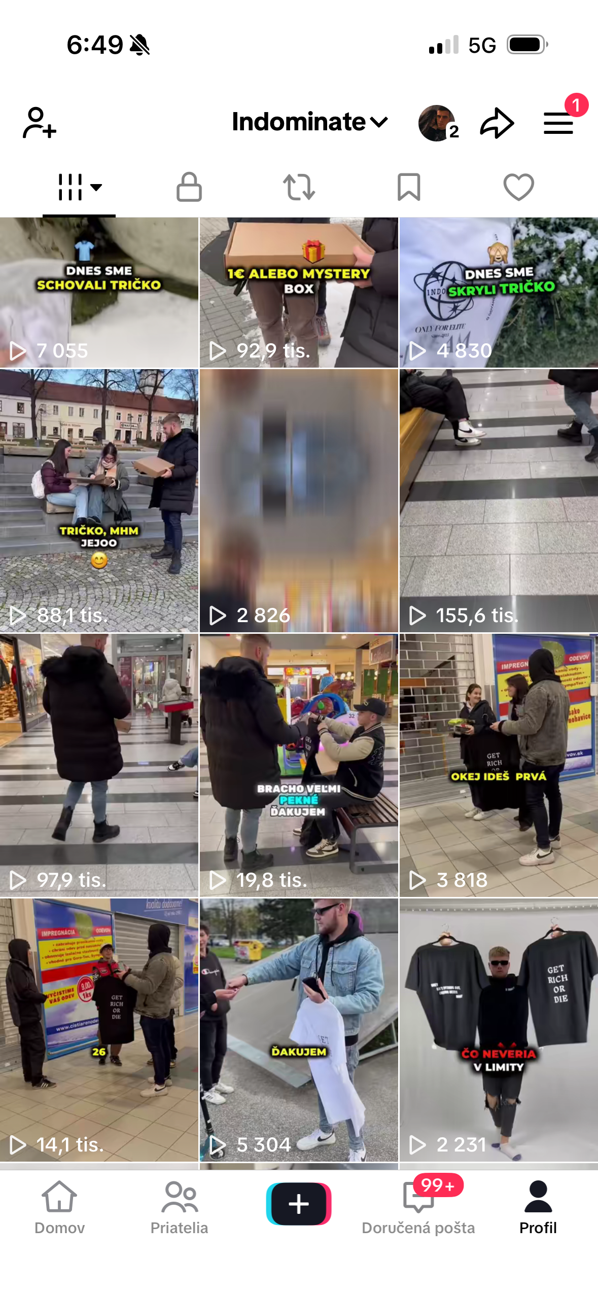Clothing brand TikTok — content grid